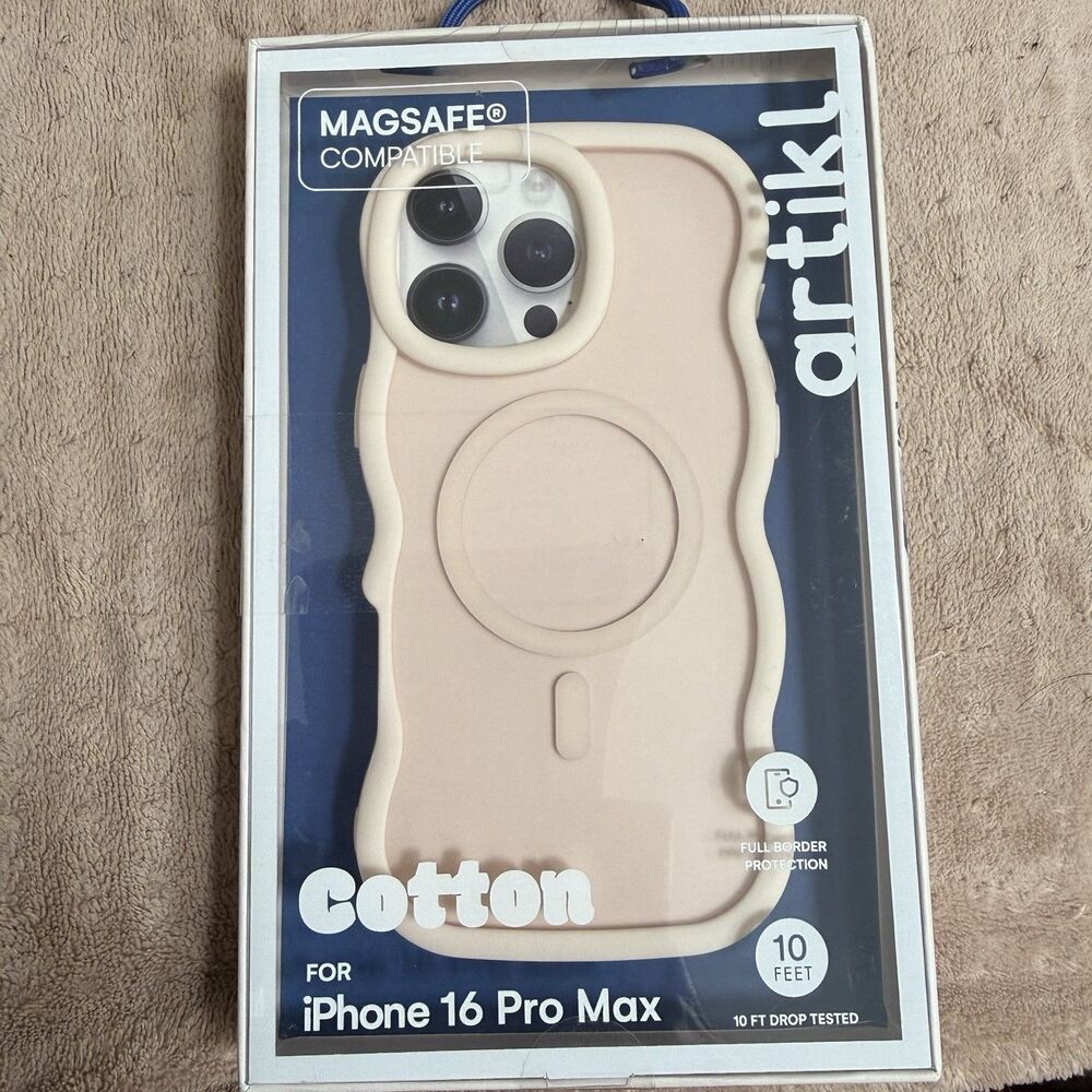 Artikl Cotton Wavy Phone Case for iPhone 16 Pro Max MagSafe Beige New